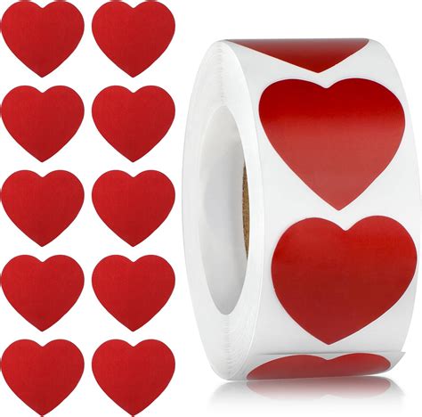 Dimeho 500 Pcs Red Heart Shaped Sticker Love Shape Thermal Labels Self