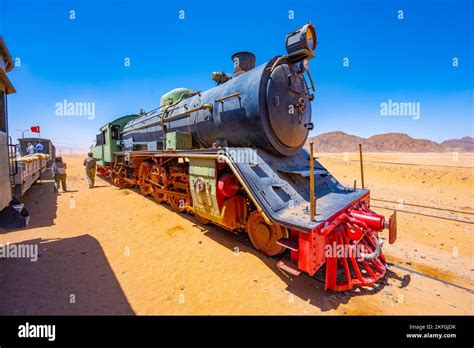 Treno Ferroviario Hejaz Alla Stazione Ferroviaria Di Wadi Rum A Wadi