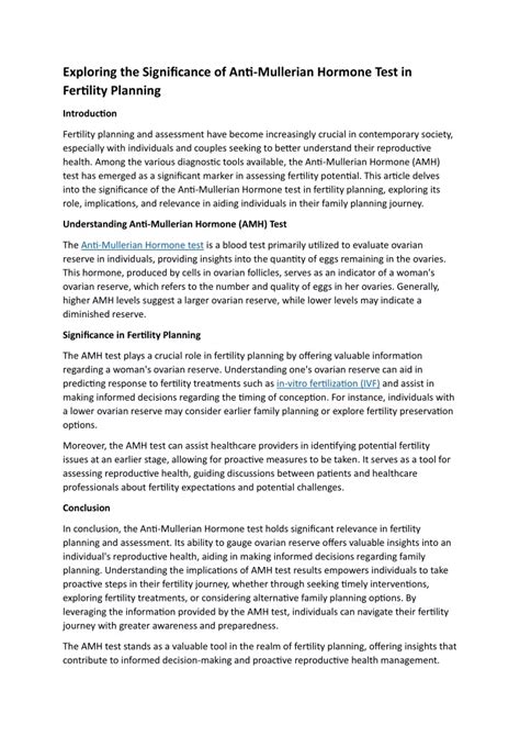Ppt Exploring The Significance Of Anti Mullerian Hormone Test In
