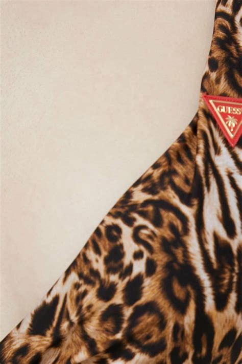 Guess Leoparlı Bağlama Detaylı Çıkarılabilir Dolgulu Removable Üçgen Bayan Bikini Üstü