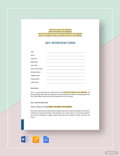 Exit Interview Form Examples Format How To Make Pdf