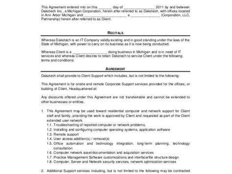 Network Maintenance Contract Template 22 Service Agreement Templates