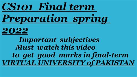 Cs Final Term Preparation Spring Important Question Of Cs