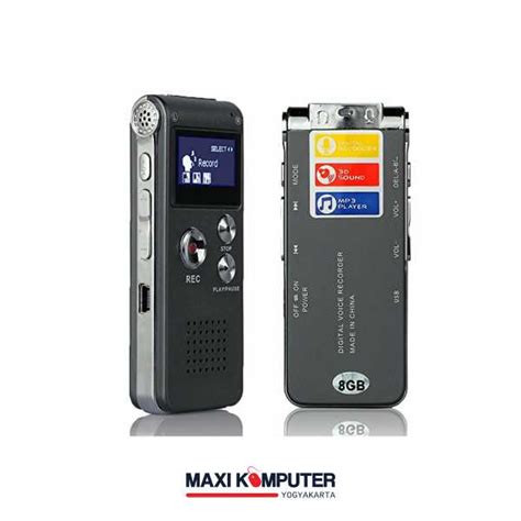 Stereo Digital Voice Recorder 8gb Rechargeable Battery Perekam Suara Maxi Komputer