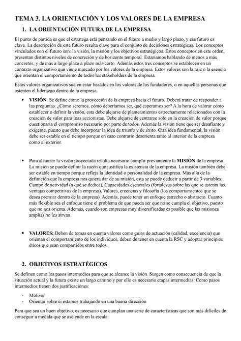 Depe Tema 3 La orientación y los valores de la empresa TEMA 3 LA Y