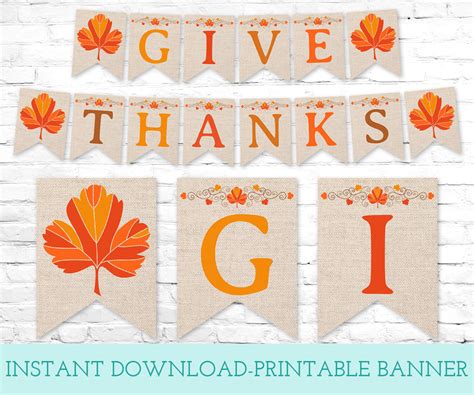 Give Thanks Printable Banner, Instant Download Digital Banner - Artful Life Designs