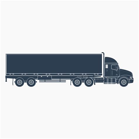 Editable Flat Monochrome Style Side View Trailer Truck Vector