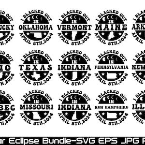 Solar Eclipse Svg Bundle Eclipse Svg Blacked Out In Usa April