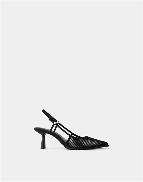 Kitten Heel Mesh Slingback Shoes Women Bershka