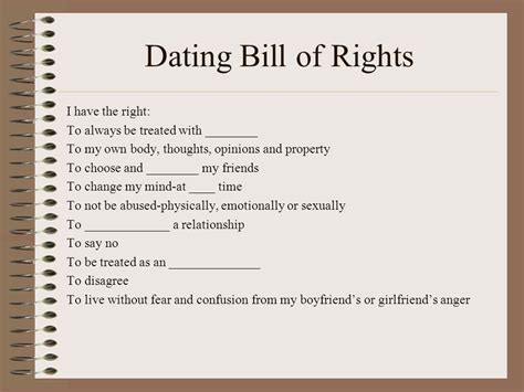 Dating Bill Of Rights And Responsibilities Telegraph