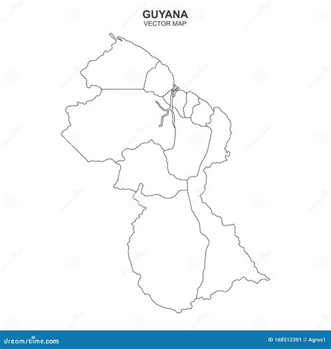 Mapa Político Da Guiana Isolado Em Fundo Branco Ilustração do Vetor