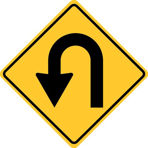 Sharp Hairpin Curve Road Traffic Sign Template Square Signs