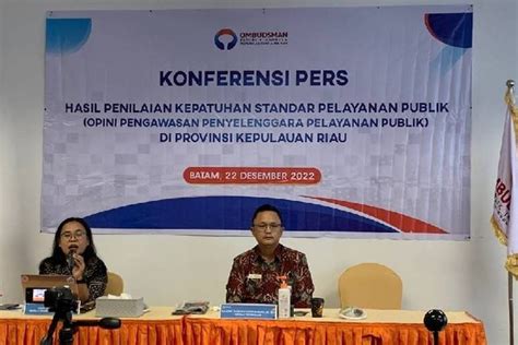 Ombudsman Rilis Penilaian Kepatuhan Standar Pelayanan Publik Kepri 2022