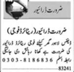 Retired Fauji Driver Job At House In Lahore 2024 Job Advertisement Pakistan