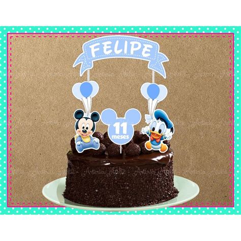 Aplique Toper Topo de bolo Aniversário Mês Mesversário Mickey baby