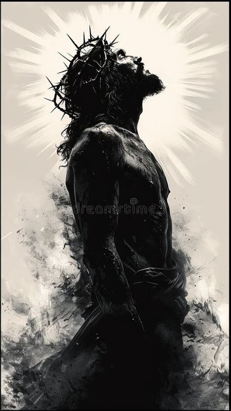 Jesus Christ Wearing A Crown Of Thorns Generative Ai Stock Illustration Illustration Of Crown