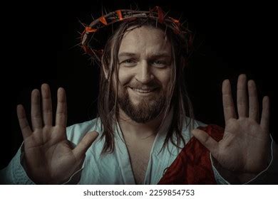 Jesus Christ Wearing Crown Thorns White Stock Photo 2259854753