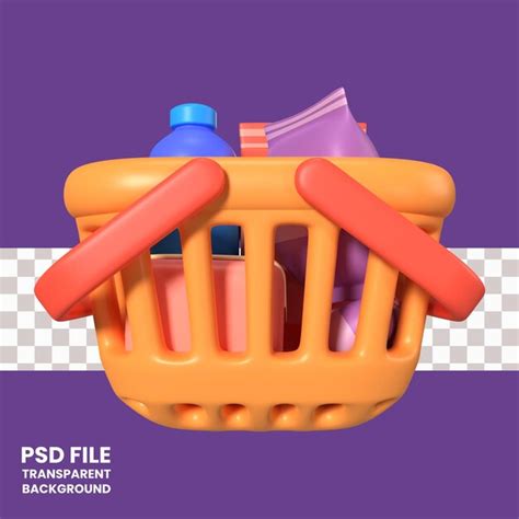 Icono 3d Completo De La Cesta De La Compra Archivo PSD Premium