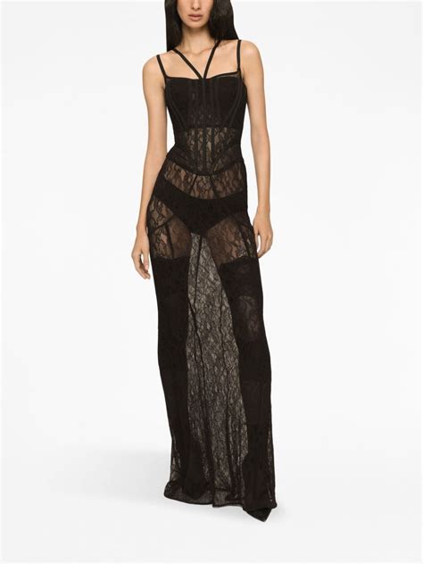 Dolce And Gabbana X Kim Semi Sheer Corset Gown Black Farfetch