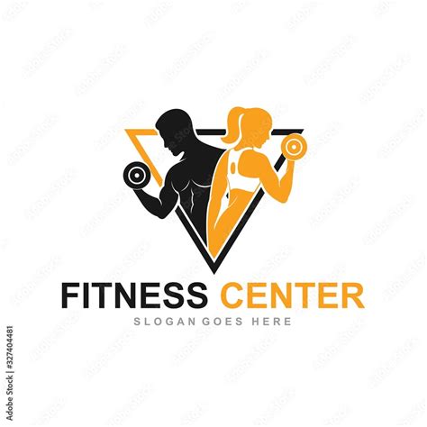 Fitness logo, Gym logo design template, with silhouettes of ...