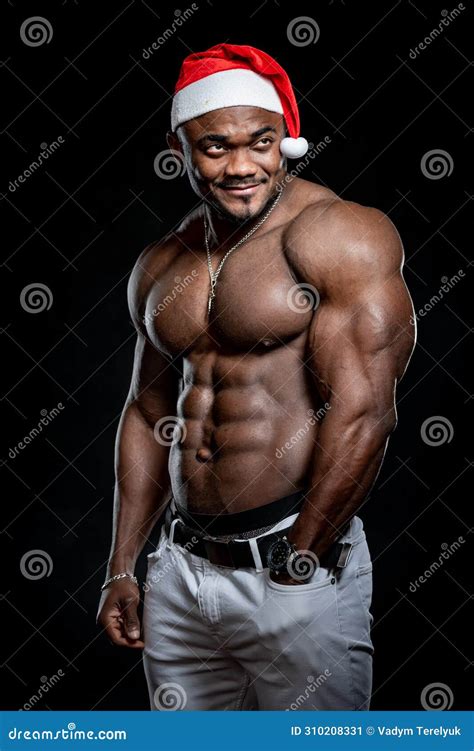 Muscular Naked Santa Claus Posing For Camera Stock Image Image Of