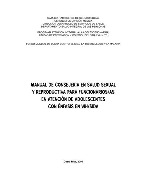 Manual De Consejeria En Salud Sexual Y Reproductiva Para Binasss