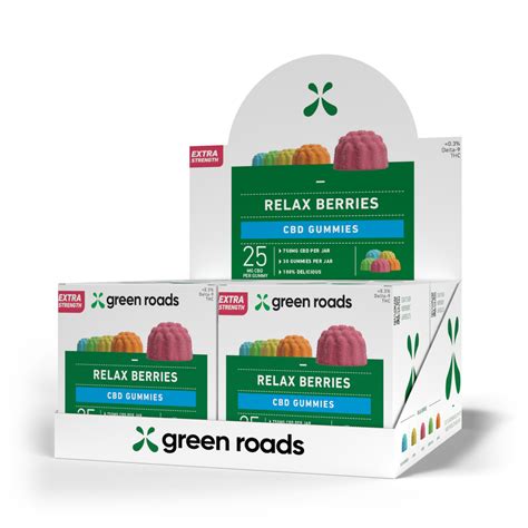 GREEN ROADS WORLD Extra Strength CBD Relax Berries Bears 25mg Cool