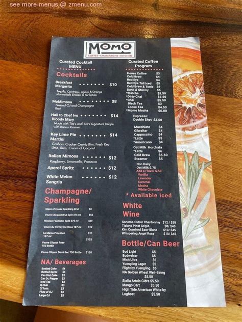 Online Menu of Momo Champagne Coffee Kitchen Restaurant, St. Louis, Missouri, 63119 - Zmenu