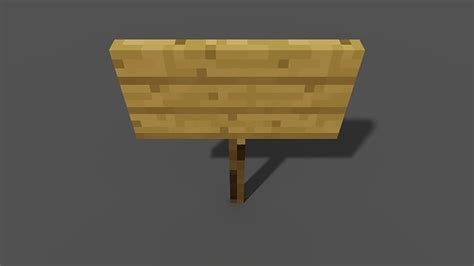 3d Model Minecraft Oak Sign Model Vr Ar Low Poly Cgtrader