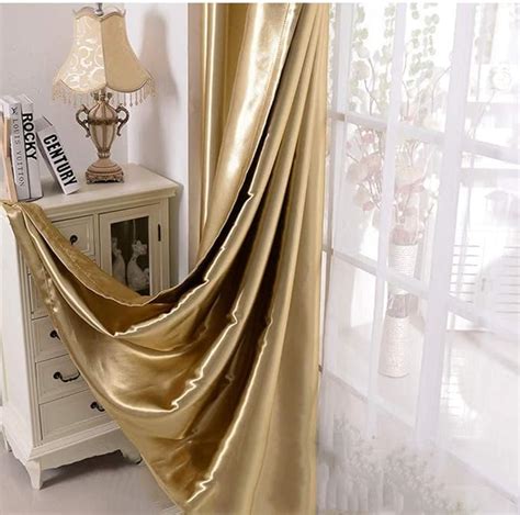 Amazon.com: MYRU 1 Pair Semi-Blackout Gold Curtains for Living Room ...