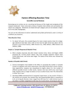 Factors Affecting Reaction Time - Human Performance / factors-affecting ...