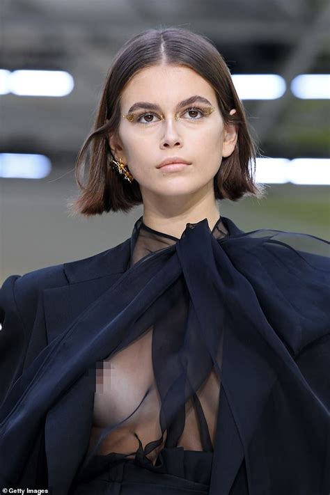 Kaia Gerber Suffers Wardrobe Malfunction In Black Sheer Top On The