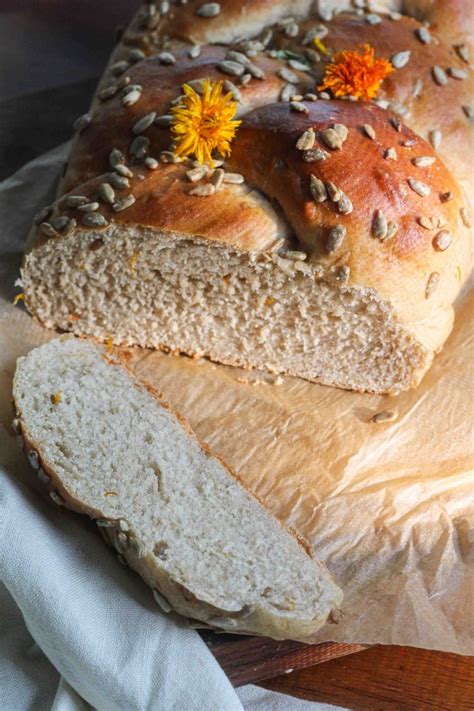 Sourdough Braided Bread With Calendula And Sunflowers For Lammas