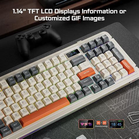 ROYALAXE L Wireless Mechanical Keyboard With TFT LCD Hot Swappable RGB Keyboard W Gateron
