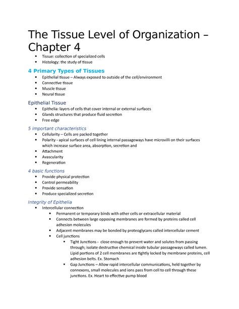 Ap Ch 4 Study Guide Tissues Membranes Study Poster