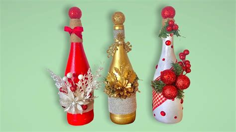 3 Botellas De Vino Para Regalar O Vender Navidad 2021 Adornos Navideños Diy Artesanato Youtube