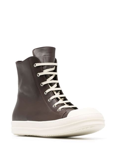 Rick Owens High Top Leather Sneakers Farfetch