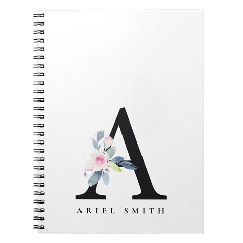 Floral Monogram Fancy Script Letter L Spiral Notebook By Grafixmom