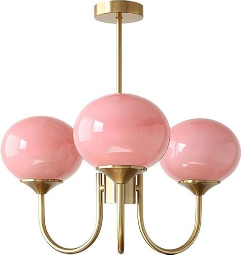 Bokt Modern Lights Globe Sputnik Chandelier Mid Century Pink Glass