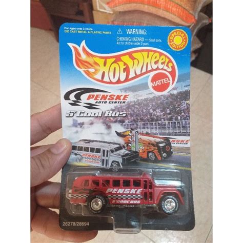 Jual HOT WHEELS PENSKE SCHOOL BUS MERAH BAN KARET CARD KERUT Shopee