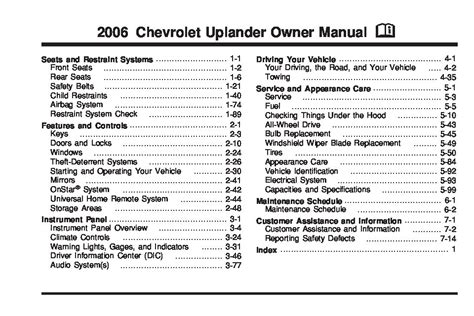 2006 Chevrolet Uplander Just Give Me The Damn Manual