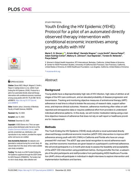 Pdf Youth Ending The Hiv Epidemic Yehe Protocol For A Pilot Of An