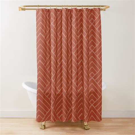 Rust Color Geometric Pattern Shower Curtain By Thewalnut