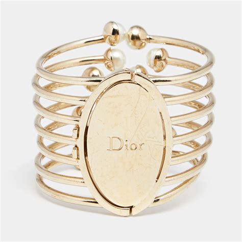 Dior Gold Tone Diorific Cuff Bracelet M Dior The Luxury Closet