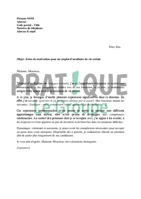 Lettre De Motivation Stage Auxiliaire De Vie Sociale Laboite Cv Fr