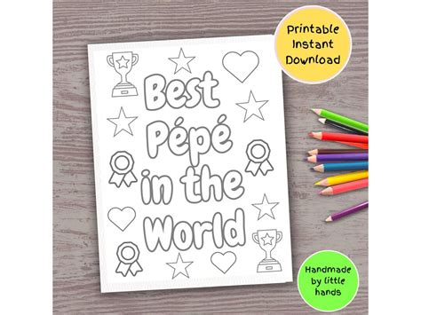 Best Pépé Coloring Page for Kids Printable Handmade Thank You Birthday ...