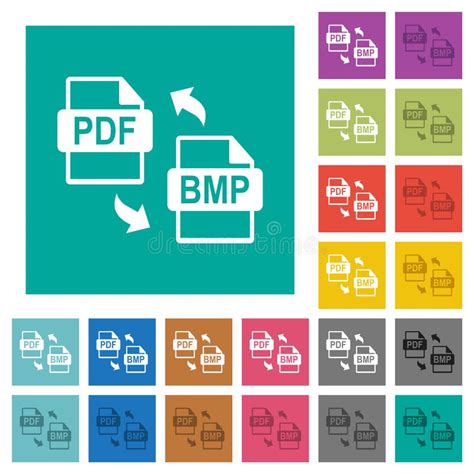 Pdf Bmp File Conversie Vierkant Platte Gekleurde Pictogrammen Vector