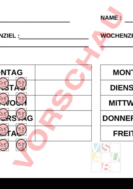 Arbeitsblatt Wochenziel Administration Methodik Anderes Thema