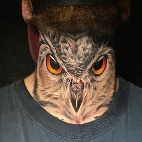 Owl Neck Tattoo Neck Tattoo For Guys Tattoos For Guys Boy Tattoos