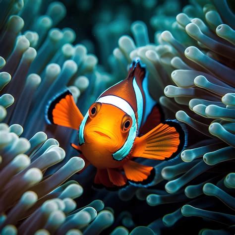 Premium AI Image | Cute little clown fish in coral reef